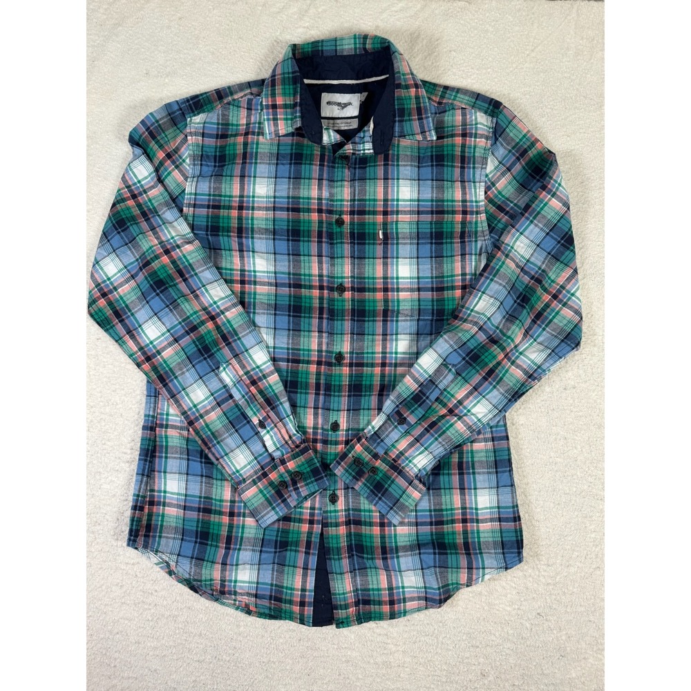 Goodfellow & Co Plaid Button Down Mens Small Blue Green Excellent Long Sleeve